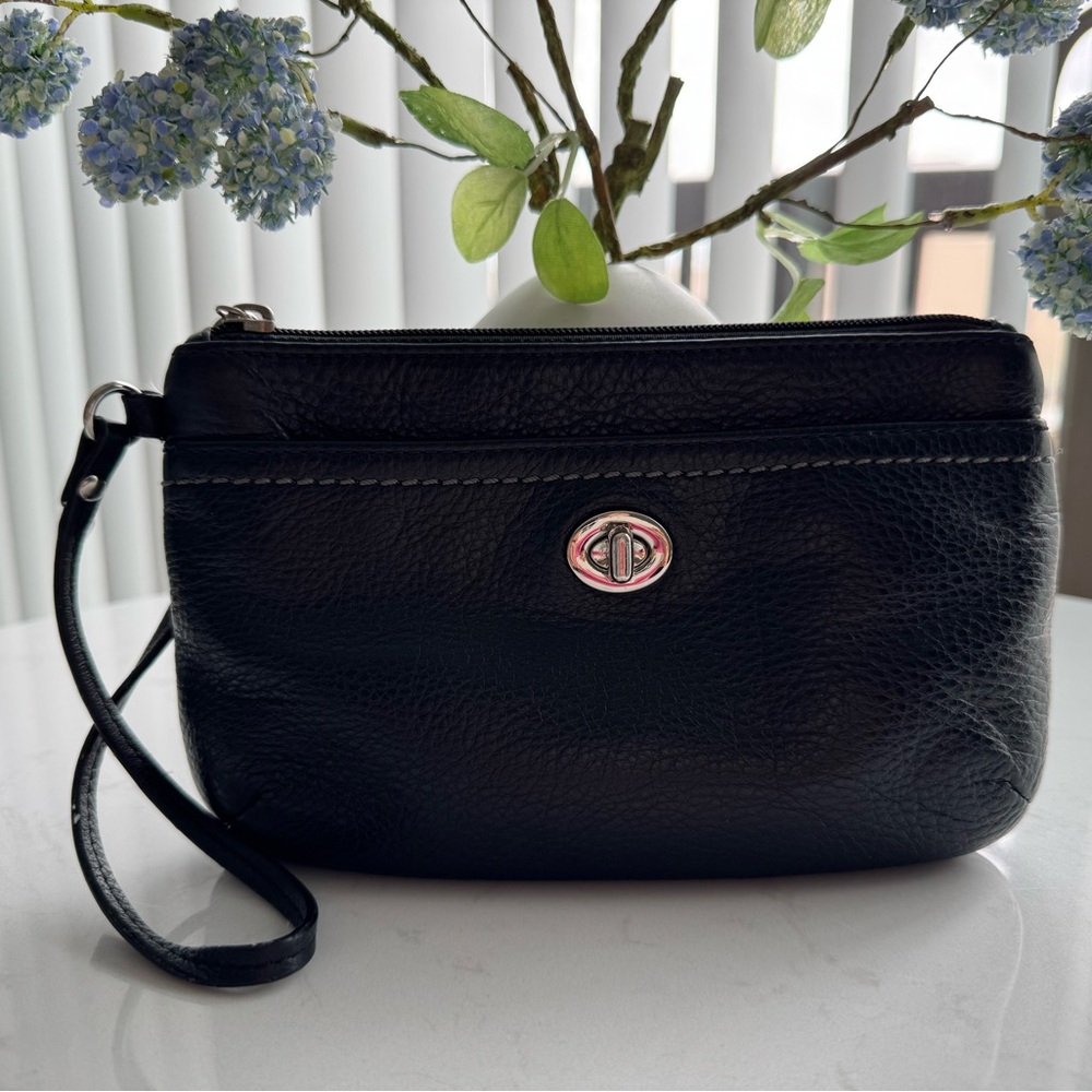 Coach Pebbled Leather Black Wrislet